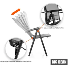 BigDean Gartenstuhl 4 Stück 120 kg belastbar 7-fach verstellbar 55 x 70 x 106 cm dunkelgrau