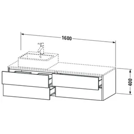 Duravit XSquare Waschtischunterbau wandhängend XS4914, 4 Schubkästen, 1600 x 548mm × 40 × 54,8 cm,