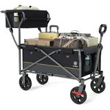 Bollerwagen faltbar schiebenziehen mit Bremse Einkaufskorb Getränkhalter Seit...