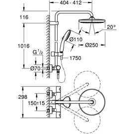 Grohe Tempesta 250 Duschsystem mit Thermostat Chrom 26670001