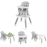 LIFEZEAL Multifunktional Babyhochstuhl, Kinderhochstuhl mit abnehmbarem Stoffbezug, Kombihochstuhl Babystuhl mit Spielstein-Tischdecke, Abnehmbarer Babyhochsitz für 7-36 Monate Kinder (Grau2)