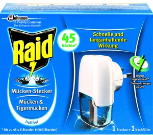 Raid® Mücken-Stecker Original, Schützt bis zu 45 Nächte, 1 Set = 1 Stecker + 1 Nachfüller (27 ml)