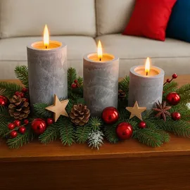 Relaxdays LED Kerzen 3 St. grau