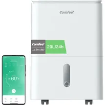 Midea COMFEE' Luftentfeuchter Easy Dry 20L/Tag, 4 Modi, Luftbefeuchter angeschlossen, 3 l Tank, Wäschetrockner, Swing-Funktion, für Räume von 40m2/100 m3, Weiß