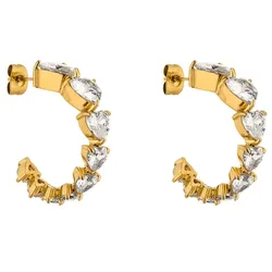 Purelei Ohrringe Evermore mit herzförmigen Zirkonia-Steinen Gold Damen 