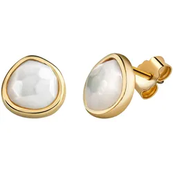 Zeeme Gemstones Ohrringe Silber 925 vergoldet mit weißem Perlmutt