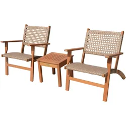 Sitzgruppe SONORA Teak-Look Garten Sitzgruppe Outdoor Braun Holz Kunststoff