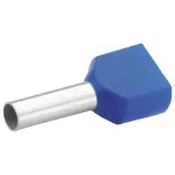 Zwillings-Aderendhülse, isoliert, 2x 2,5mm2, 22mm, blau