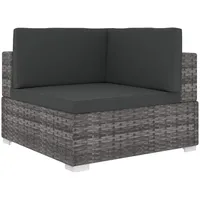 vidaXL Ecksofa mit Auflagen 1 STK. Gartensofa Gartenmöbel Sofa Lounge Rattanmöbel Rattansofa Ecksessel Poly Rattan Grau Stahlrahmen 70x70x52,5cm