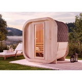 FinnTherm Fasssauna ScandiCube Mini XXS, Moderne Outdoor Sauna inkl. Dacheindeckung und Fußboden, ø 214 x 130 cm, Ausführung: Unbehandelt, Ohne