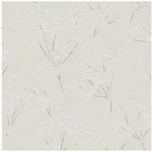 Profhome Blumen Tapete Vliestapete 0,64 m x 10 m 5,33 m2 Grau/Weiß 395484-GU