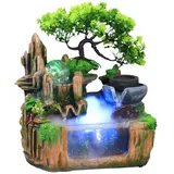 Zimmerbrunnen Mit LED Beleuchtung Nebel Pflanzen Wasserfall Desktop Brunnen für Wohnzimmer, Schlafzimmer, Arbeitszimmer, Büro, Meditationsraum