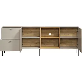 PLACES OF STYLE Lowboard PLACES OF STYLE "San Pedro", kaschmir und eiche, B:200cm H:75cm T:40cm, FSC-zertifizierter Holzwerkstoff, Metall, Sideboards, Lowboard, TV-Lowboard mit Türen, Schubkasten & Soft-Close - (B/T/H) 200/40/75 cm