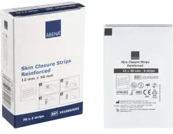 ABENA® Wundnahtstreifen, mit 3 Streifen, steril, weiß 1010002055 , 1 Packung = 70 Stück, Maße:  12 x 50 mm