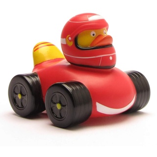 Duckshop I Badeente Rennfahrer I Quietscheente I L: 7,5 cm - inkl. Quietscheentchen-Schlüsselanhänger im Set I Geschenk für Formel 1-Fans I Präsent Sammler