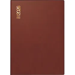 Rido Taschenkalender Technik II 10x14cm 2 Tage/Seite Kunststoff bordeaux 2026