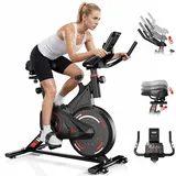 Hamlody Heimtrainer Heimtrainer Fahrrad mit 0-100% Magnetwiderstand (Leises Hometrainer Fahrrad mit LCD-Monitor, Fitnessbike mit Tablet-Halter), Indoor Bike für Cardio-Training, Bis 160KG schwarz