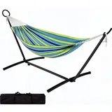 Hängematte 2 Personen XXXL Mit Gestell Vielseitige Doppel, Hängematte Mit Stabilem Stahlgestell – Tragbar, Platzsparend, Bis 204 kg Belastbar – Für Garten, Terrasse, Camping