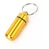 3 Stück Pillenbox Schlüsselanhänger, Aluminium Medikamentenbox Wasserdicht Kapsel Klein Tablettenbox Klein Kapsel Pillendose Pillenbox Medizin Pillendosen Aufbewahrungsbox für Reise Camping,Gold