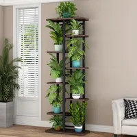 Niwugady 8 Tier Blumenregal Pflanzenregal 136x36x23.5cm, Mehrstöckig Metall Blumenständer,
