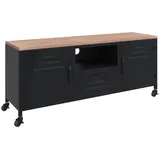 vidaXL TV-Schrank Schwarz 110x30x43 cm Eisen und Massivholz Tanne