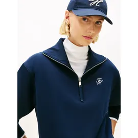 Tommy Hilfiger TH Script Half Zip Sweatshirt Night Navy L