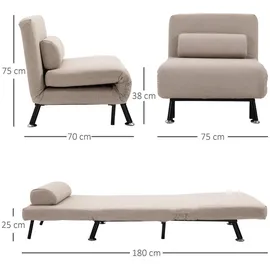 Homcom Schlafsessel, Beige, Textil, 75x75x70 cm, Wohnzimmer, Sessel, Schlafsessel
