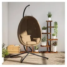 vidaXL Hängesessel Ei-Design mit Ständer Taupe Stoff und Stahl