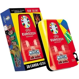 Topps Topps/Merlin UEFA Fußball-Europameisterschaft 2024 Trading Cards Booster Tin Sortiment (12)