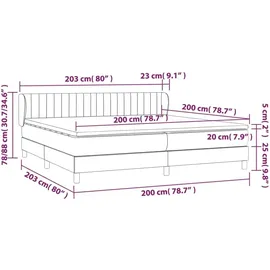vidaXL Boxspringbett 200 x 200 cm Dunkelgrau