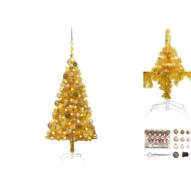 vidaXL Künstlicher Weihnachtsbaum mit LEDs & Kugeln Golden 150 cm PET
