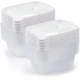 Gucass 10 Stk 400ml Tiefkühldosenset, Gefrierbehälter 0,4l Rechteck 14.5x10x5cm, Kunststoff Meal Prep Boxen Frischhaltedosen mit Deckel, Gefrierdosen Set BPA-Frei, Essensbox Mikrowellengeeignet, Weiß