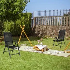 CCLIFE Gartenstuhl Hochlehner 4er Set 7-Fach verstellbar 60 x 70 x 110 cm dunkelgrau