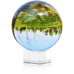 Intirilife Glaskugel mit Ständer in KRISTALL KLAR 70 mm - Kristallkugel mit Glasständer perfekt geeignet für Fotografie