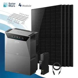 solarmars Balkonkraftwerk Bifazial 2000 W inkl. 4 x 500 W Solarpanel + BP5000 Speicher