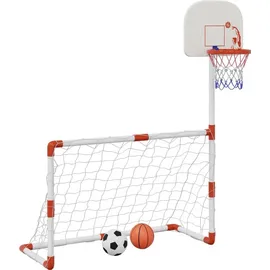 vidaXL Fußball- und Basketball-Set für Kinder mit Bällen 98x50x70 cm