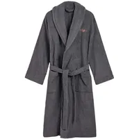 GANT Unisex Bademantel - ARCHIVE SHIELD TERRY ROBE, Schalkragen, Frottee, Bio-Baumwolle Dunkelgrau M