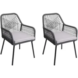 Mendler HWC-O12 Gartenstuhl 54 x 54 x 81 cm grau 2 St.