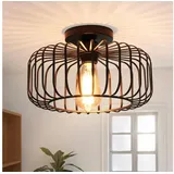 FRIDEKO HOME Deckenleuchte Schwarz,Modern Deckenlampe aus Metall E27-Fassung,1 Flammige Runde Lampenschirm Hängelampe für Küche Flur Wohnzimmer Schlafzimmer Esszimmer
