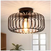 FRIDEKO HOME Deckenleuchte Schwarz,Modern Deckenlampe aus Metall E27-Fassung,1 Flammige Runde Lampenschirm Hängelampe für Küche Flur Wohnzimmer Schlafzimmer Esszimmer