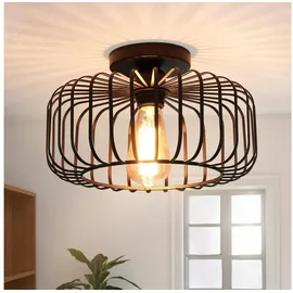 FRIDEKO HOME Deckenleuchte Schwarz,Modern Deckenlampe aus Metall E27-Fassung,1 Flammige Runde Lampenschirm Hängelampe für Küche Flur Wohnzimmer Schlafzimmer Esszimmer