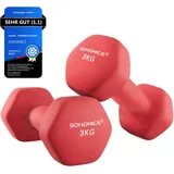 Songmics Hantelset 2 x 3 kg Neopren Hanteln rot
