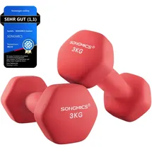 Songmics Hantelset 2 x 3 kg Neopren Hanteln rot