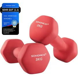 Songmics Hantelset 2 x 3 kg Neopren Hanteln rot