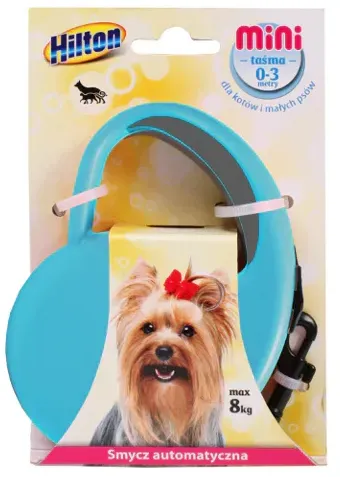 HILTON MINI TAPE LEINE, AUTOMATISCHES 3M-BAND, BIS 8 KG, HELLBLAU MIT GRAUEM EINSATZ