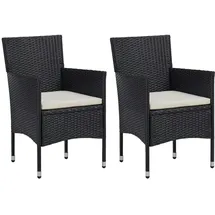 vidaXL Garten-Essstühle 2 Stk. Poly Rattan Schwarz
