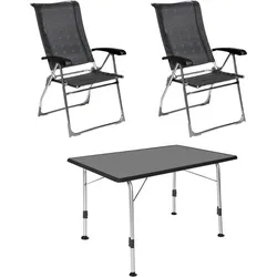 DUKDALF Stuhl Aspen anthrazit 2er-Set & Tisch STABILIC II 100x68 cm anthrazit
