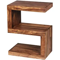 KADIMA DESIGN Beistelltisch MUMBAI Massivholz Sheesham S Cube 60cm hoch Wohnzimmer-Tisch Design braun Landhaus-Stil