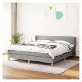 Lattenrost mit Matratze, hellgrau, 160 x 200 cm, Stoff, Plattformbett, mit Lattenhalter, einfache Montage für Schlafzimmer, Erwachsene