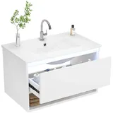 Okwish Waschbeckenunterschrank 1 Schublade 76 x 45 x 46 cm Weiß